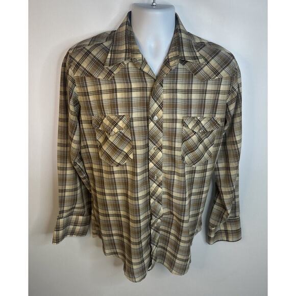 Vintage Wrangler Shirt X-Long Tails Single Needle Tailoring Men’s Sz M 16-30 - Picture 1 of 7